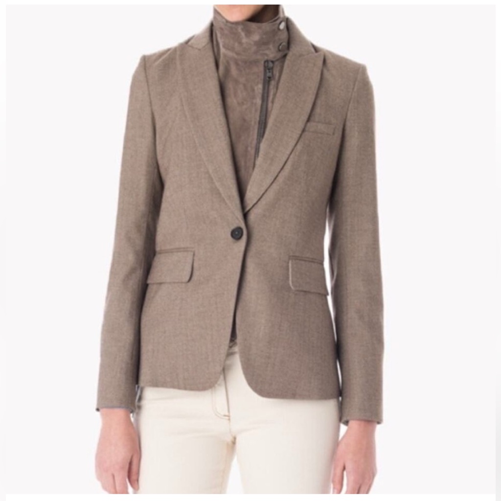 Veronica Beard Herringbone Dickey Jacket. Tan/Brown Sz 2
